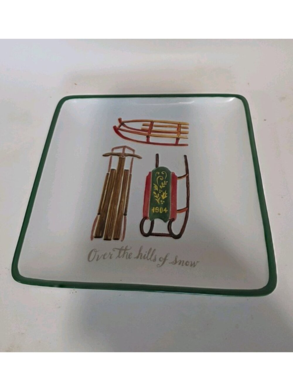 Angela Staehling Sketchbook By Magenta 7" Christmas Sleds Plate  #213 Holiday